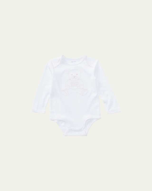 Polo Bear Embroidered Long-Sleeve Bodysuit, Size 3M-